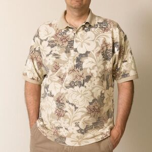 Polo mens tropical/beach/vintage/island vibes Island Sport brand large summer